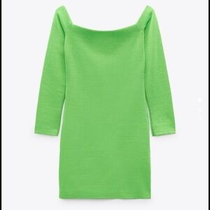 Zara Green Off The Shoulder Dress